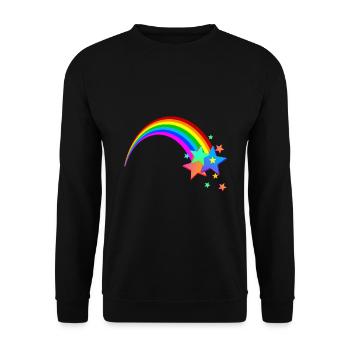 Rainbow Shooting Star - Unisex Sweatshirt - black - Front - Alina (178cm) & Michal (187cm)