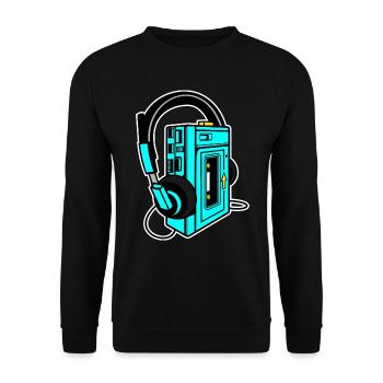 Idée de cadeau style rétro cassette Walkman - Sweat-shirt Unisexe - noir - Devant - Alina (178cm) & Michal (187cm)