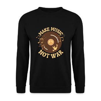 Make Music Not War. Vinyl Schallplatte und Peace - Unisex Pullover - Schwarz - Vorne - Alina (178cm) & Michal (187cm)