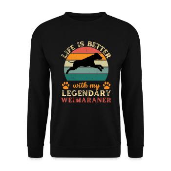 Légendaire Weimaraner Vintage Retro - Sweat-shirt Unisexe - noir - Devant - Alina (178cm) & Michal (187cm)