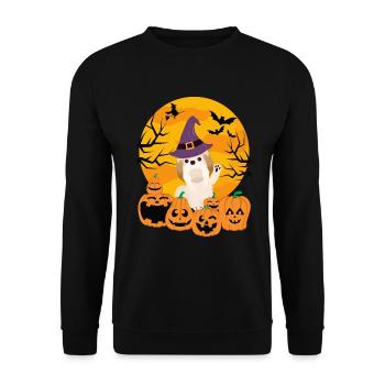 Süßer und gruseliger Shih Tzu Halloween Hund - Unisex Pullover - Schwarz - Vorne - Alina (178cm) & Michal (187cm)