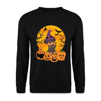 Süßer Rottweiler Halloween Kostüm Hund - Unisex Pullover - Schwarz - Vorne - Alina (178cm) & Michal (187cm)