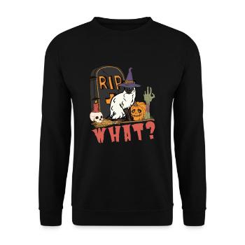 Süße und gruselige Halloween Siamkatze - Unisex Pullover - Schwarz - Vorne - Alina (178cm) & Michal (187cm)