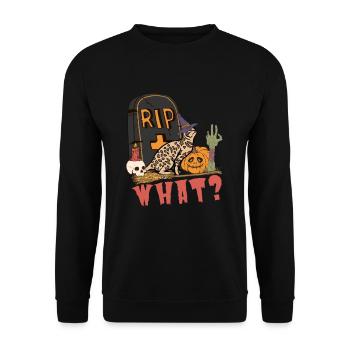 Cute and creepy Ocicat Halloween cat - Unisex Sweatshirt - black - Front - Alina (178cm) & Michal (187cm)