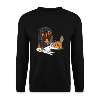 Mignon et effrayant Khao Manee chat d’Halloween - Sweat-shirt Unisexe - noir - Devant - Alina (178cm) & Michal (187cm)