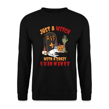 Süße und gruselige Khao Manee Halloween Katze - Unisex Pullover - Schwarz - Vorne - Alina (178cm) & Michal (187cm)