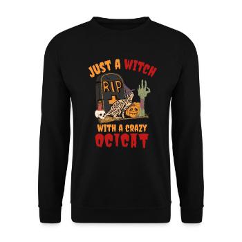 Cute and creepy Ocicat Halloween cat - Unisex Sweatshirt - black - Front - Alina (178cm) & Michal (187cm)