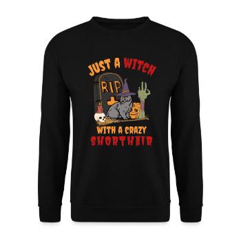 Cute Halloween British Shorthair Cat - Unisex Sweatshirt - black - Front - Alina (178cm) & Michal (187cm)