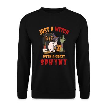 Cute and creepy Sphynx Halloween cat - Unisex Sweatshirt - black - Front - Alina (178cm) & Michal (187cm)