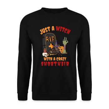 Cute and creepy shorthair cat Halloween - Unisex Sweatshirt - black - Front - Alina (178cm) & Michal (187cm)