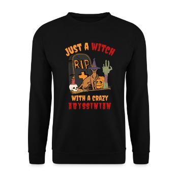Cute and creepy Abyssinian cat Halloween - Unisex Sweatshirt - black - Front - Alina (178cm) & Michal (187cm)