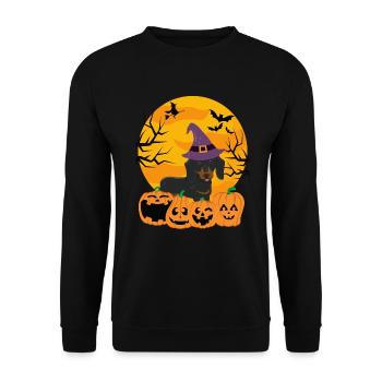 Cute Dachshund Halloween Costume Dog - Unisex Sweatshirt - black - Front - Alina (178cm) & Michal (187cm)