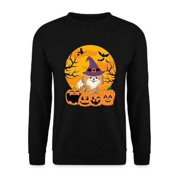 Cute Dwarf Spitz Halloween Costume Dog - Unisex Sweatshirt - black - Front - Alina (178cm) & Michal (187cm)