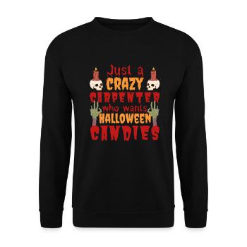 Gruselig lustig Halloween Spruch Tischler - Unisex Pullover - Schwarz - Vorne - Alina (178cm) & Michal (187cm)
