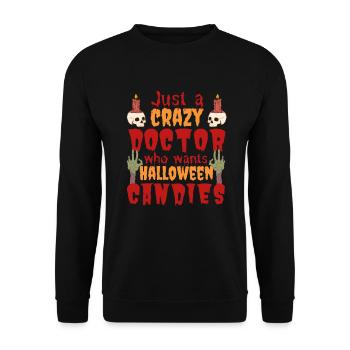 Creepy funny Halloween saying doctor doctor - Unisex Sweatshirt - black - Front - Alina (178cm) & Michal (187cm)