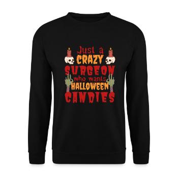 Gruselig lustig Halloween Spruch Chirurg - Unisex Pullover - Schwarz - Vorne - Alina (178cm) & Michal (187cm)