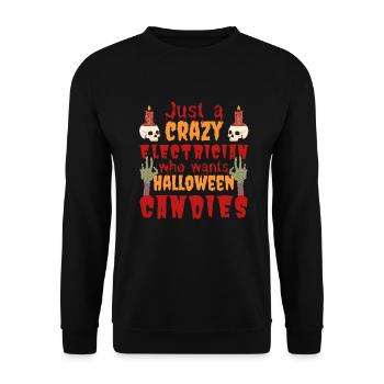 Creepy funny Halloween saying electrician - Unisex Sweatshirt - black - Front - Alina (178cm) & Michal (187cm)