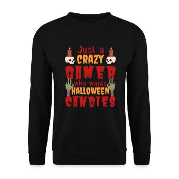 Creepy Funny Halloween Saying Gamer - Unisex Sweatshirt - black - Front - Alina (178cm) & Michal (187cm)
