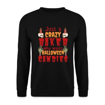 Gruselig lustig Halloween Spruch Bäcker - Unisex Pullover - Schwarz - Vorne - Alina (178cm) & Michal (187cm)