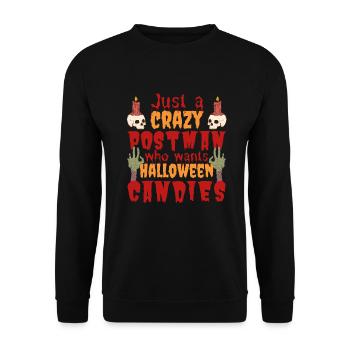 Gruselig lustig Halloween Spruch Postbote - Unisex Pullover - Schwarz - Vorne - Alina (178cm) & Michal (187cm)