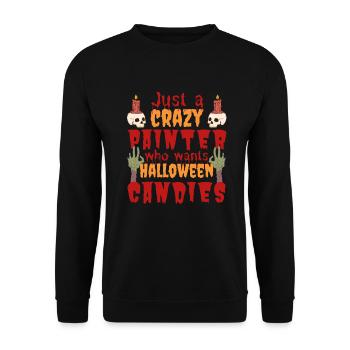 Gruselig lustig Halloween Spruch Maler Lackierer - Unisex Pullover - Schwarz - Vorne - Alina (178cm) & Michal (187cm)