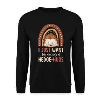 I just want Hedge Hugs Igel Umarmung Herbst - Unisex Pullover - Schwarz - Vorne - Alina (178cm) & Michal (187cm)