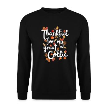 Merci pour mes feuilles d’automne Collie Dog - Sweat-shirt Unisexe - noir - Devant - Alina (178cm) & Michal (187cm)