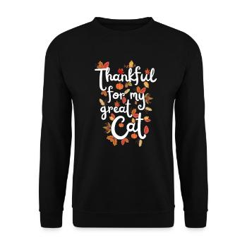 Thankful for my great Cat Cat Autumn Leaves - Unisex Sweatshirt - black - Front - Alina (178cm) & Michal (187cm)