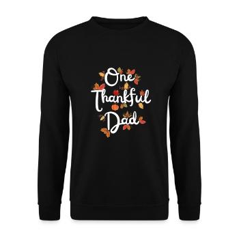 Thankful Dad Papa Autumn Leaves Gratitude - Unisex Sweatshirt - black - Front - Alina (178cm) & Michal (187cm)