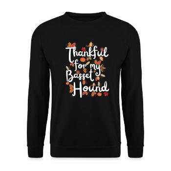 Thankful for my Basset Hound Dog Autumn Leaves - Unisex Sweatshirt - black - Front - Alina (178cm) & Michal (187cm)