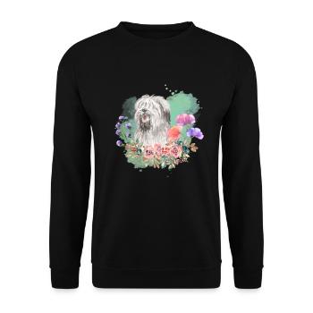 Briard Cottagecore Wasserfarben Blumen - Unisex Pullover - Schwarz - Vorne - Alina (178cm) & Michal (187cm)