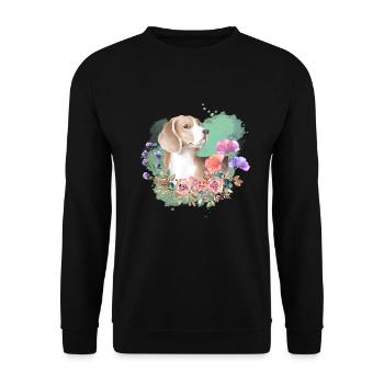 Beagle Cottagecore Watercolor Flowers - Unisex Sweatshirt - black - Front - Alina (178cm) & Michal (187cm)