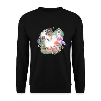 Australian Shepherd Cottagecore Flowers - Unisex Sweatshirt - black - Front - Alina (178cm) & Michal (187cm)