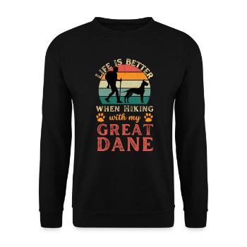 Randonnée avec Great Dane Vintage Retro - Sweat-shirt Unisexe - noir - Devant - Alina (178cm) & Michal (187cm)
