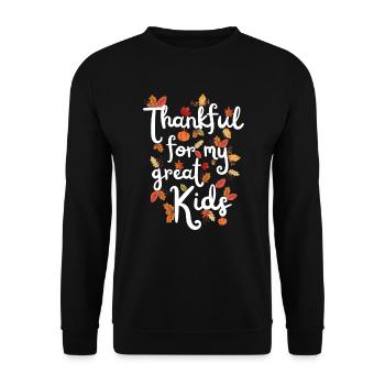 Thankful for my kids Autumn Kids Thank you - Unisex Sweatshirt - black - Front - Alina (178cm) & Michal (187cm)