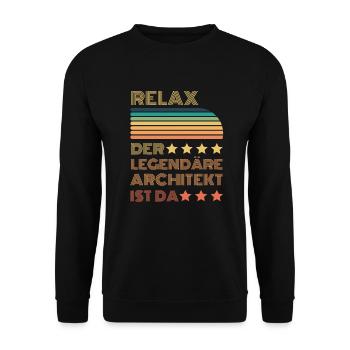Relax der Legendäre Architekt ist da Retro - Unisex Pullover - Schwarz - Vorne - Alina (178cm) & Michal (187cm)