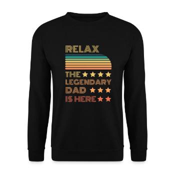 Relax der Legendäre Papa ist hier Retro - Unisex Pullover - Schwarz - Vorne - Alina (178cm) & Michal (187cm)