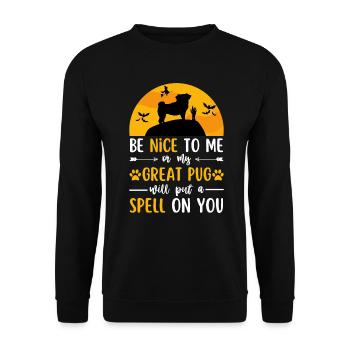 Pug Halloween Costume Dog - Unisex Sweatshirt - black - Front - Alina (178cm) & Michal (187cm)