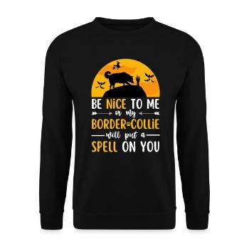 Border Collie Halloween Kostüm Hund - Unisex Pullover - Schwarz - Vorne - Alina (178cm) & Michal (187cm)
