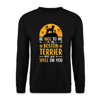 Boston Terrier Halloween Costume Chien - Sweat-shirt Unisexe - noir - Devant - Alina (178cm) & Michal (187cm)