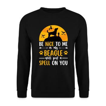 Beagle Halloween Kostüm Hund - Unisex Pullover - Schwarz - Vorne - Alina (178cm) & Michal (187cm)