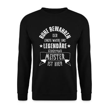 Legendärer Gerüstbau Meister Beruf - Unisex Pullover - Schwarz - Vorne - Alina (178cm) & Michal (187cm)