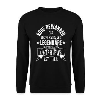 Legendärer Wirtschaftsingenieur ist hier Beruf - Unisex Pullover - Schwarz - Vorne - Alina (178cm) & Michal (187cm)