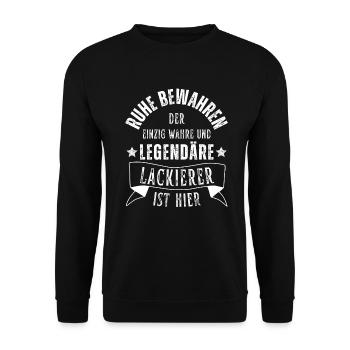 Legendärer Lackierer Beruf Fahrzeuglackierer - Unisex Pullover - Schwarz - Vorne - Alina (178cm) & Michal (187cm)