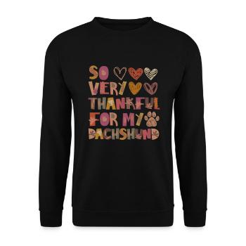 Thankful for my Dackel Hund Herbst Dankbarkeit - Unisex Pullover - Schwarz - Vorne - Alina (178cm) & Michal (187cm)