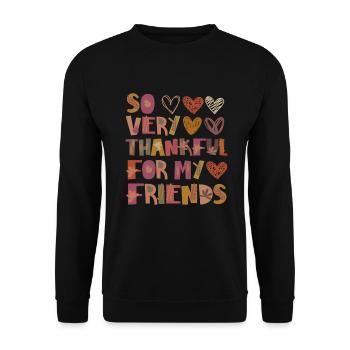 Merci pour mes amis Autumn Friendship Merci - Sweat-shirt Unisexe - noir - Devant - Alina (178cm) & Michal (187cm)