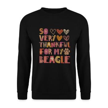 Thankful for my Beagle Hund Herbst Blätter - Unisex Pullover - Schwarz - Vorne - Alina (178cm) & Michal (187cm)