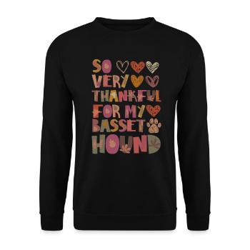 Thankful for my Basset Hound Herbst Gratitude - Unisex Sweatshirt - black - Front - Alina (178cm) & Michal (187cm)