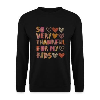 Thankful for my kids Autumn Kids Gratitude - Unisex Sweatshirt - black - Front - Alina (178cm) & Michal (187cm)