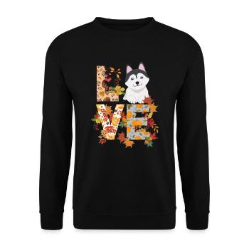 Husky Dog Automne Gratitude Amour - Sweat-shirt Unisexe - noir - Devant - Alina (178cm) & Michal (187cm)